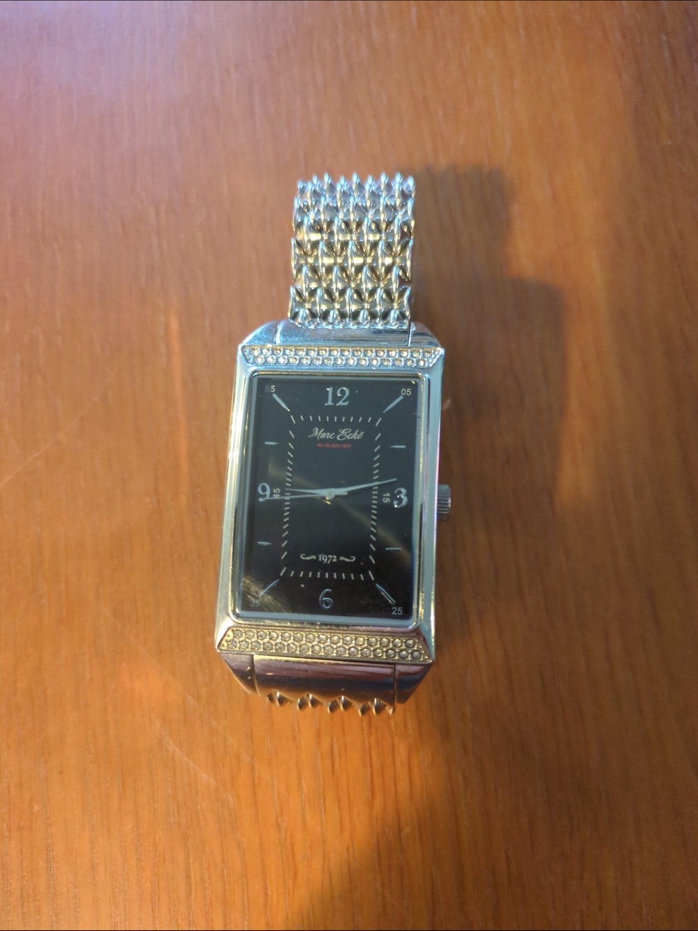 Marc Ecko E13500M1 Silver Men's Rectangular Dress Watch with Black Dial